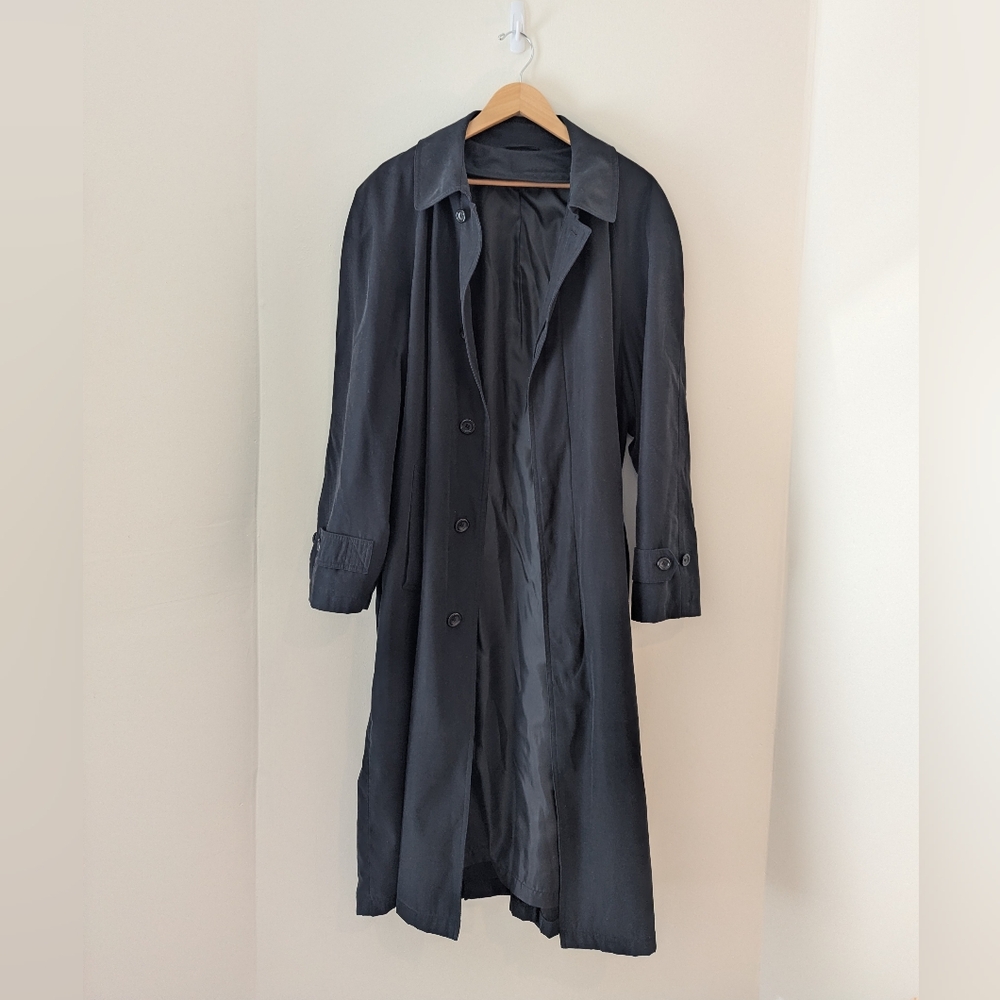 Joseph Abboud Black Microsuede Duster Trench Coat Classic Timeless Men's Medium